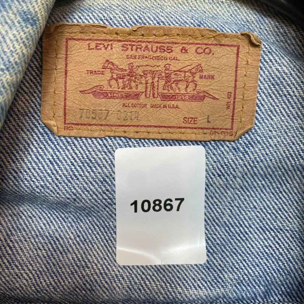 Levi's Denim Trucker Jacket Mens Large Blue Vintage 90s Made in USA 70507-0214 - Picture 9 of 12